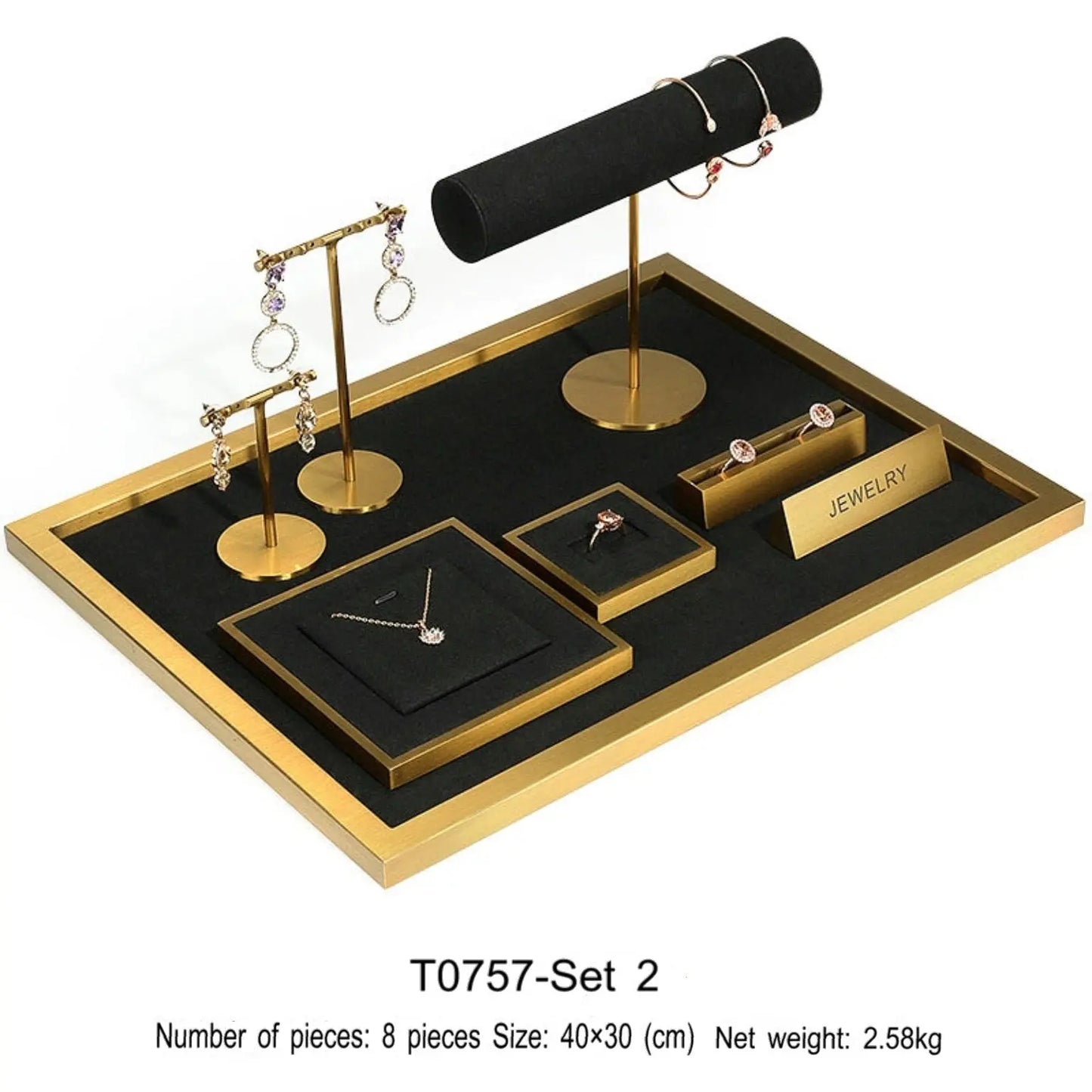 Jewelry props black high-grade microfiber metal jewelry display props necklace display shelf, ring earrings display shelf Jim Display