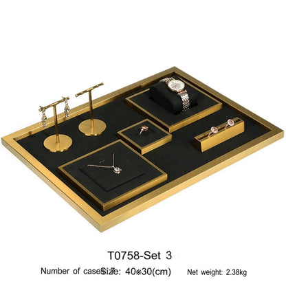 Jewelry props black high-grade microfiber metal jewelry display props necklace display shelf, ring earrings display shelf Jim Display