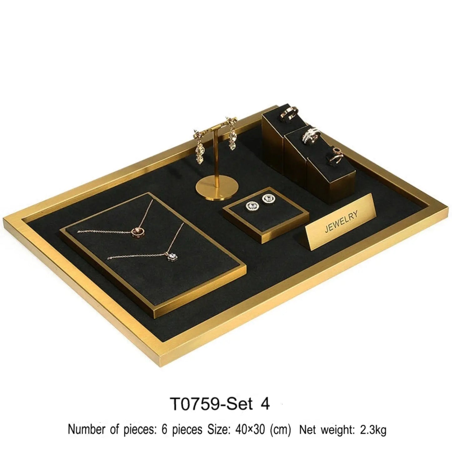 Jewelry props black high-grade microfiber metal jewelry display props necklace display shelf, ring earrings display shelf Jim Display
