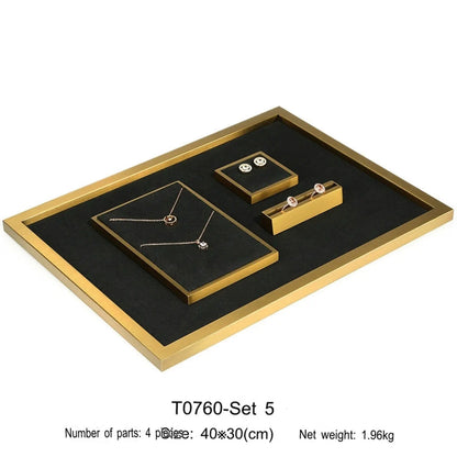 Jewelry props black high-grade microfiber metal jewelry display props necklace display shelf, ring earrings display shelf Jim Display