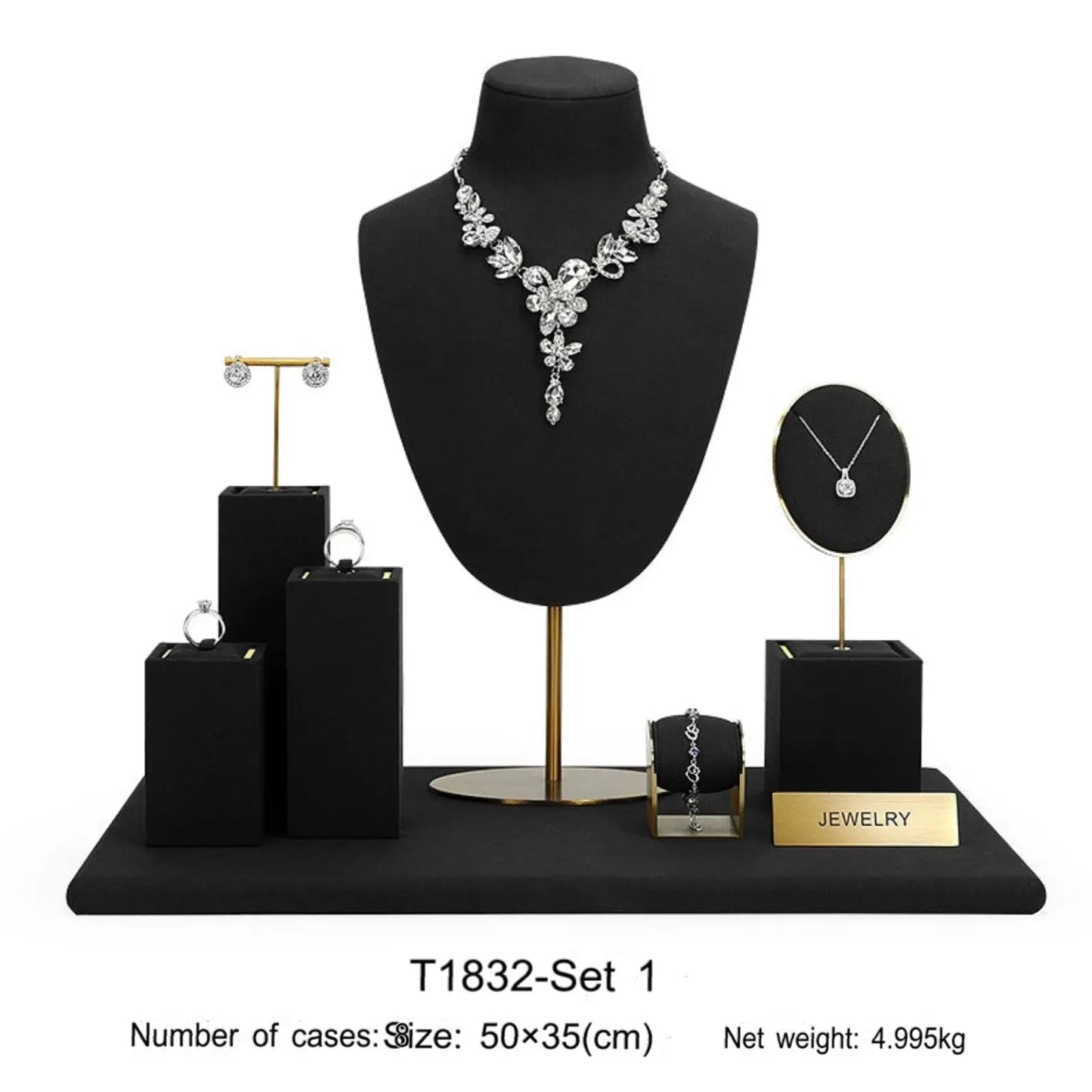 Jewelry display shelves, necklaces, rings, earrings, bracelets, bracelets, display props, microfiber window display sets Jim Display