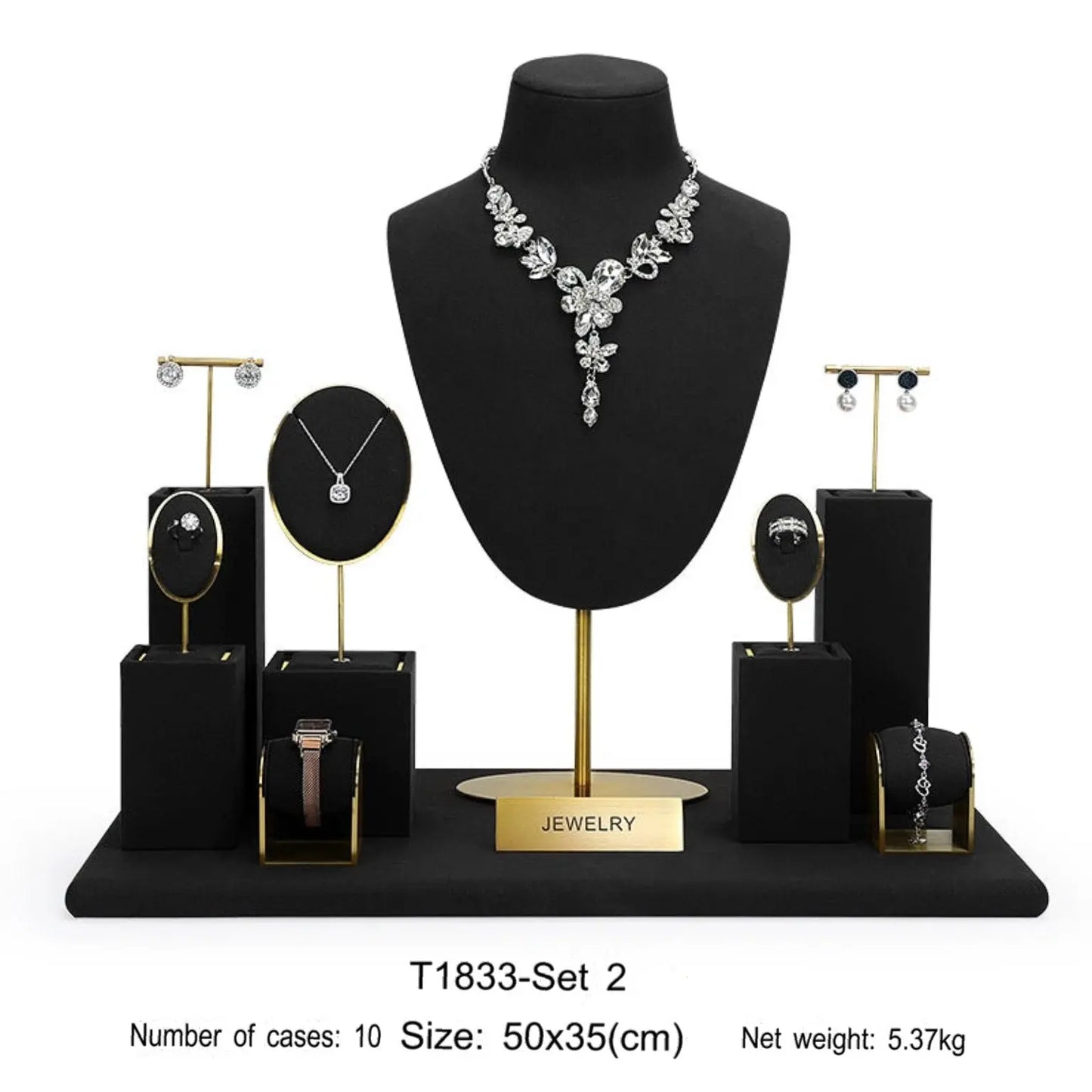 Jewelry display shelves, necklaces, rings, earrings, bracelets, bracelets, display props, microfiber window display sets Jim Display