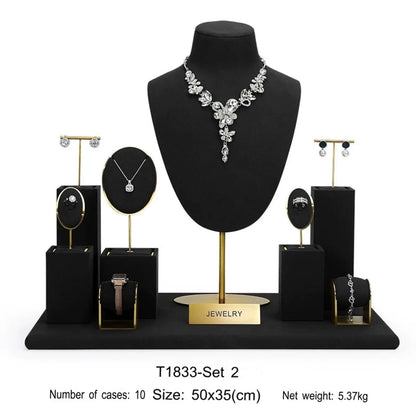 Jewelry display shelves, necklaces, rings, earrings, bracelets, bracelets, display props, microfiber window display sets Jim Display
