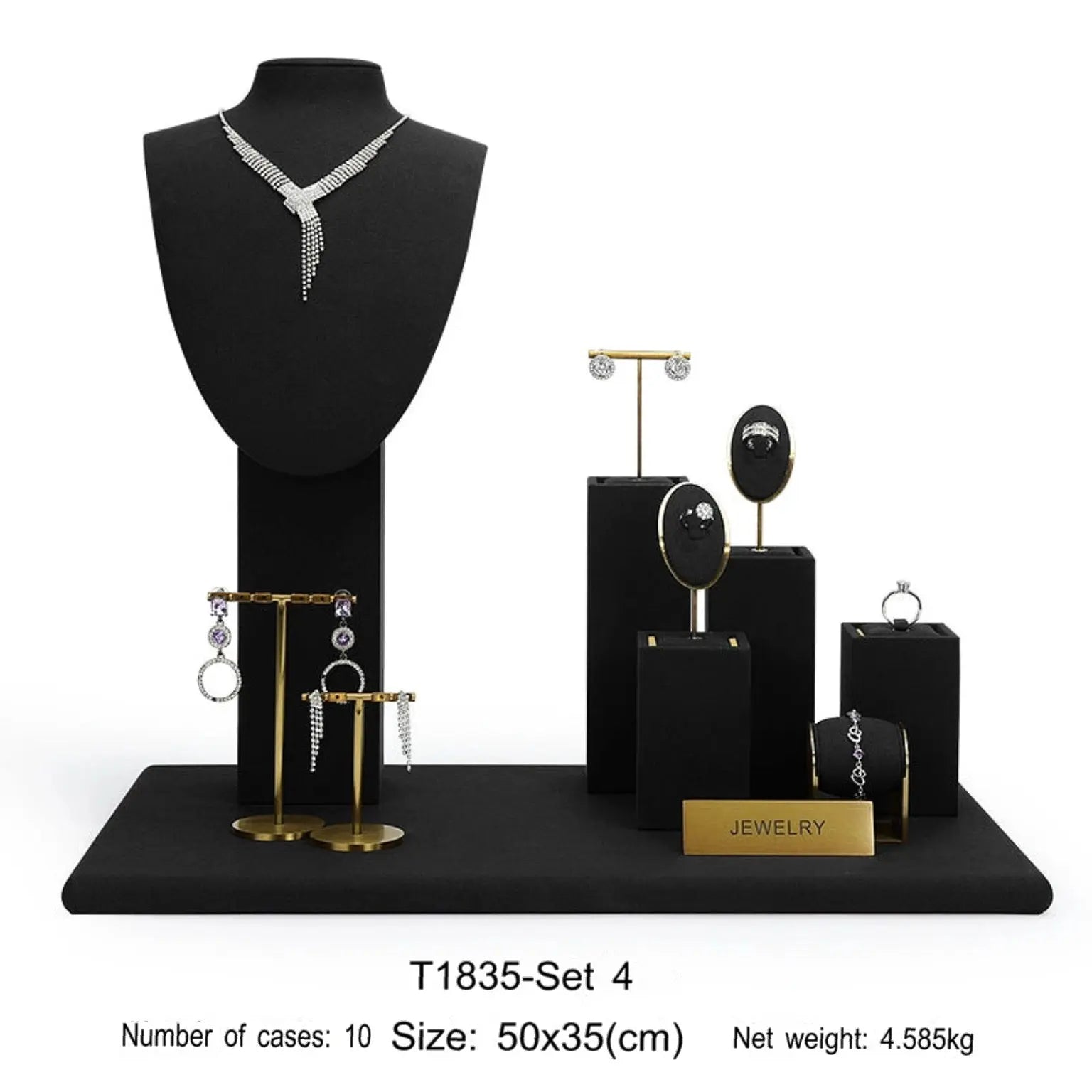 Jewelry display shelves, necklaces, rings, earrings, bracelets, bracelets, display props, microfiber window display sets Jim Display