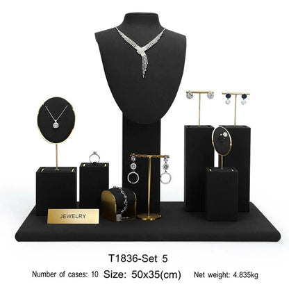 Jewelry display shelves, necklaces, rings, earrings, bracelets, bracelets, display props, microfiber window display sets Jim Display