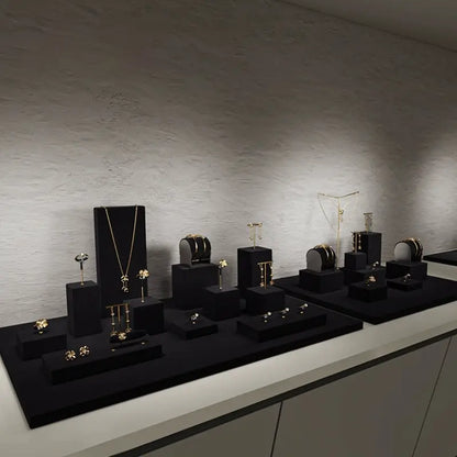 Luxury jewelry display props, high-end metal microfiber necklace, ring counter, jewelry display rack Jim Display