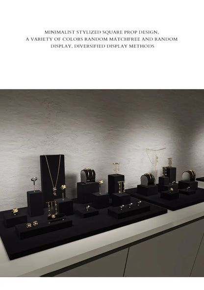 Luxury jewelry display props, high-end metal microfiber necklace, ring counter, jewelry display rack Jim Display