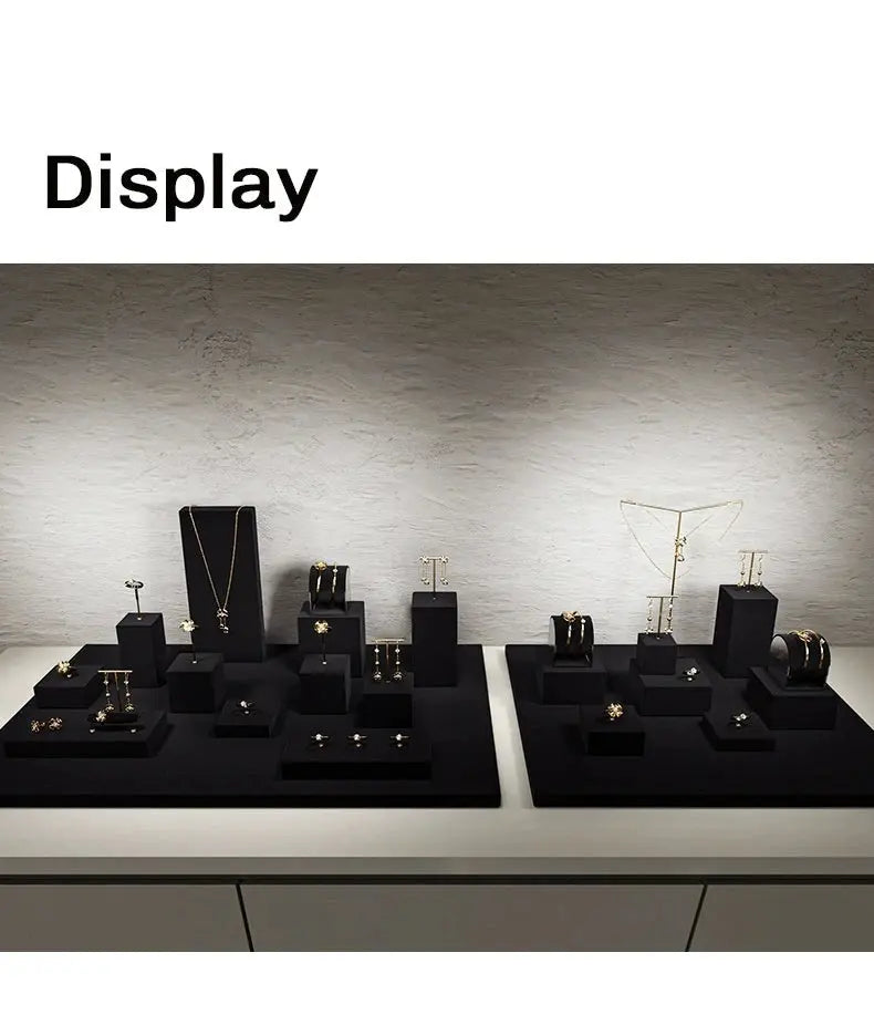 Luxury jewelry display props, high-end metal microfiber necklace, ring counter, jewelry display rack Jim Display