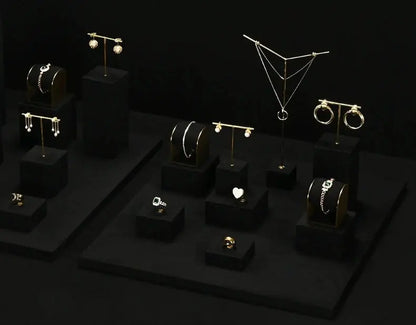 Luxury jewelry display props, high-end metal microfiber necklace, ring counter, jewelry display rack Jim Display