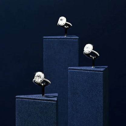 Ring Display Props Blue Microfiber Ring Holder Display Storage Ornament Ring Display Stand Jim Display
