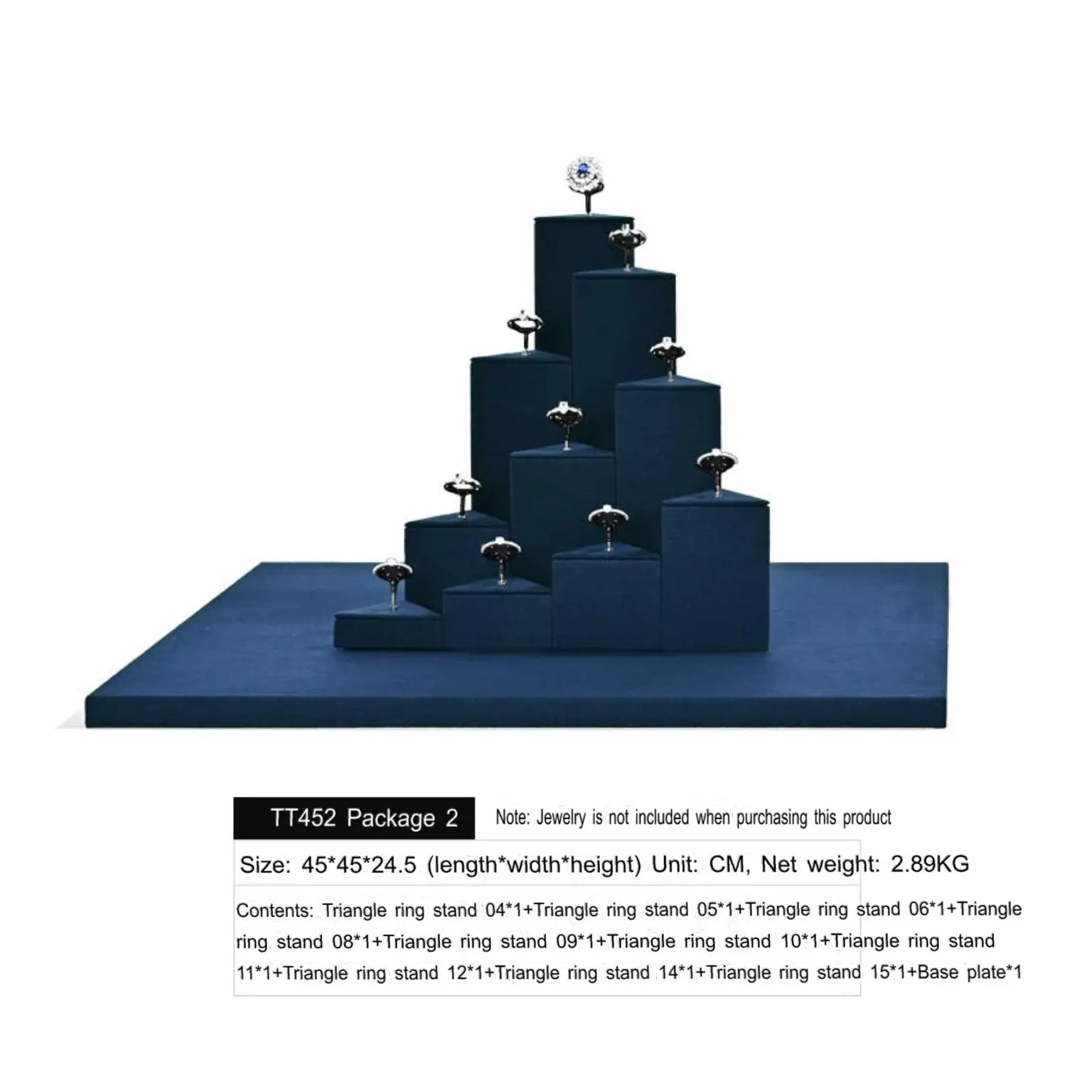 Ring Display Props Blue Microfiber Ring Holder Display Storage Ornament Ring Display Stand Jim Display