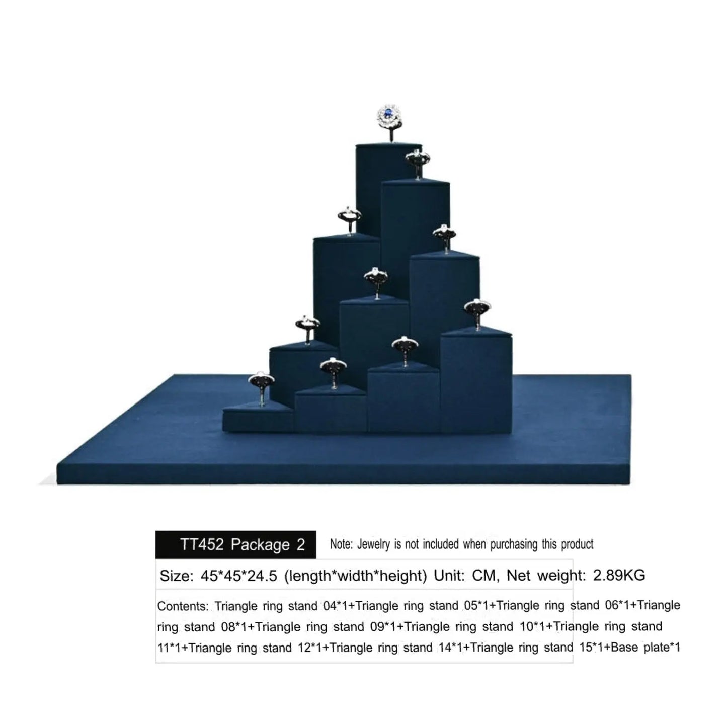 Ring Display Props Blue Microfiber Ring Holder Display Storage Ornament Ring Display Stand Jim Display