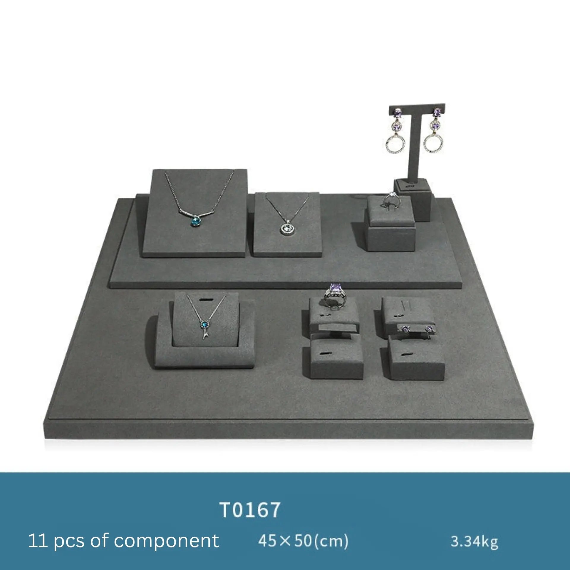 Gray microfiber jewellery display props, necklaces, pendants, earrings, rings, jewelry displays, jewelry display jewelry display shelves Jim Display