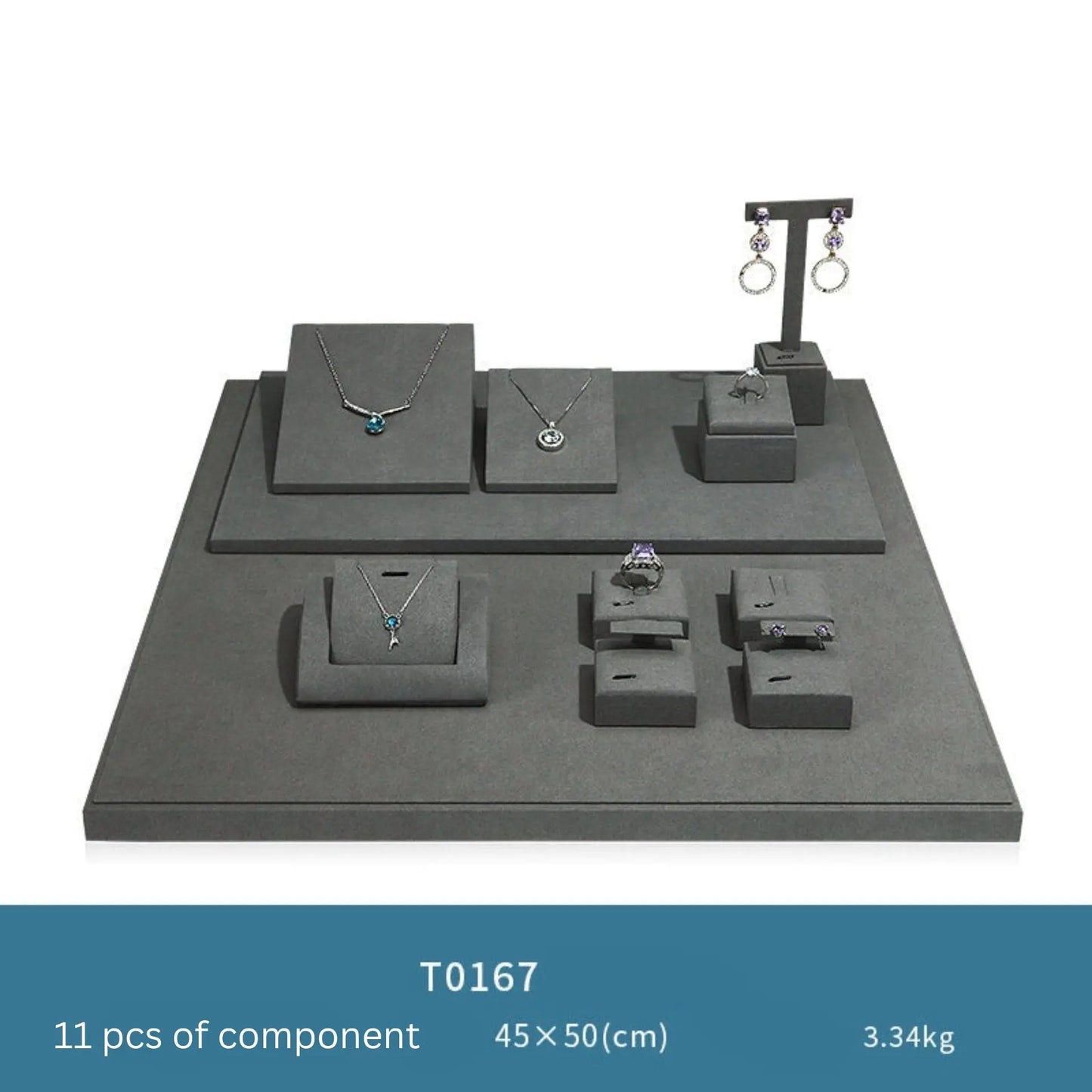 Gray microfiber jewellery display props, necklaces, pendants, earrings, rings, jewelry displays, jewelry display jewelry display shelves Jim Display