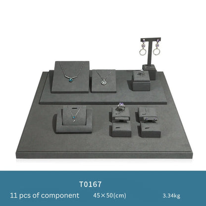 Gray microfiber jewellery display props, necklaces, pendants, earrings, rings, jewelry displays, jewelry display jewelry display shelves Jim Display