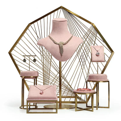 Pink Window Display Props, Metal Jewelry, Necklace Display Shelf, Neck Jewelry Display Props Jim Display