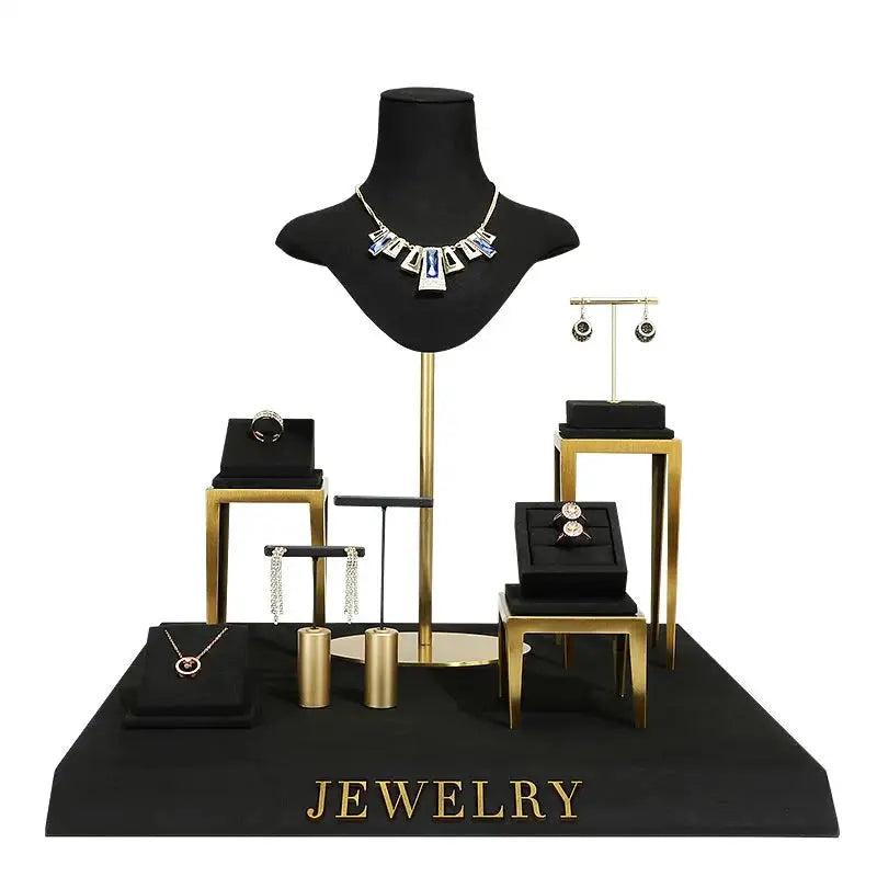 Black jewelry counter display props, necklaces, rings, earrings, studs, bracelets, jewelry display racks Jim Display