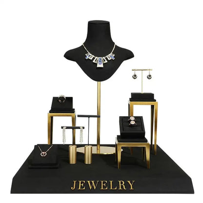 Black jewelry counter display props, necklaces, rings, earrings, studs, bracelets, jewelry display racks Jim Display