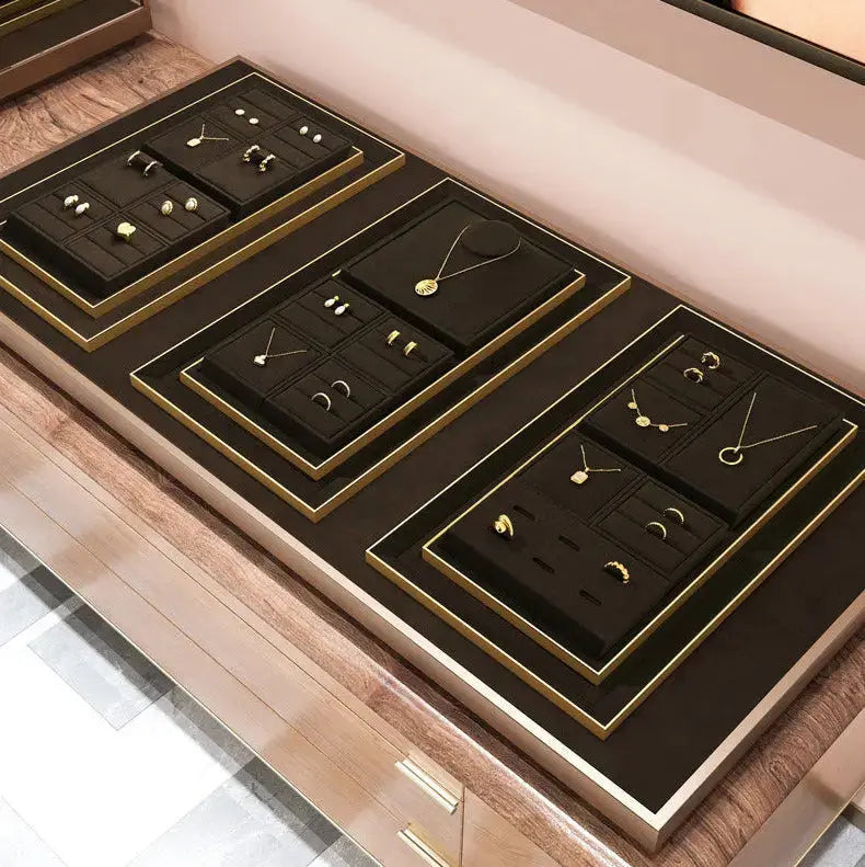 Luxury jewelry display props, high-end metal microfiber necklace, ring counter, jewelry display rack Jim Display