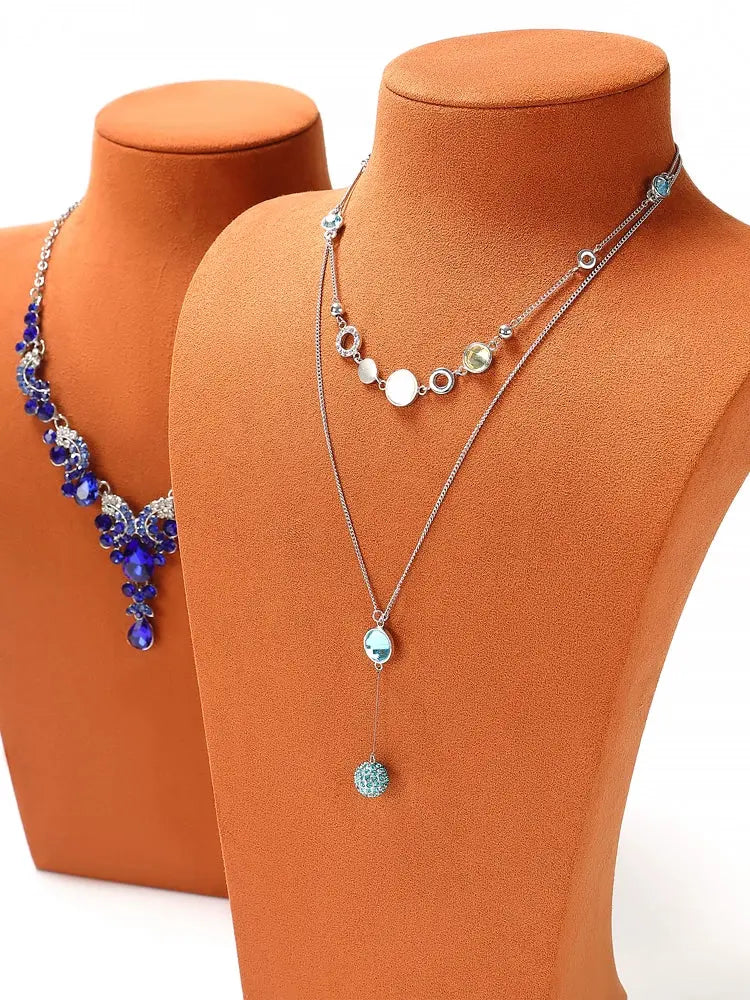 Necklace Display Stand, Microfiber Portrait Neck Jewelry, Desk Model Frame, Jewelry Exhibition Display Props Jim Display