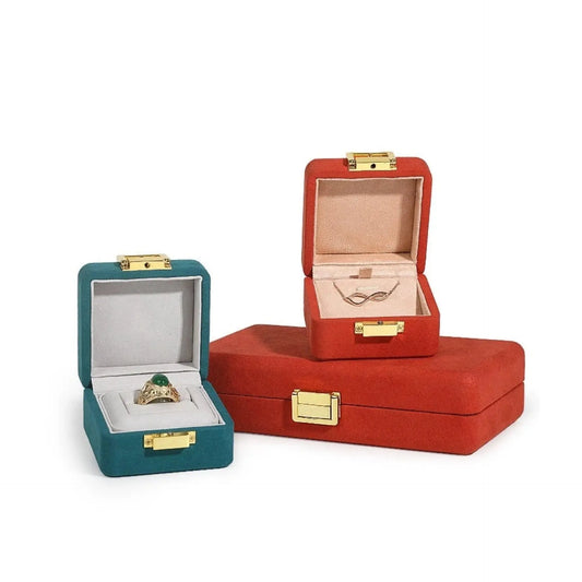 Orange Microfiber Jewelry Box Premium Ring Box Single Ring Jewelry Box Bracelet Box Necklace Box Gift Box With Lock Jim Display