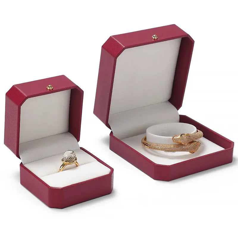 Octagonal Lace Jewelry Box PU Leather Ring Necklace Box Bracelet Pendant Earrings Jewelry Packaging Gift Box Jim Display
