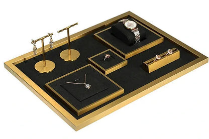 Jewelry props black high-grade microfiber metal jewelry display props necklace display shelf, ring earrings display shelf Jim Display