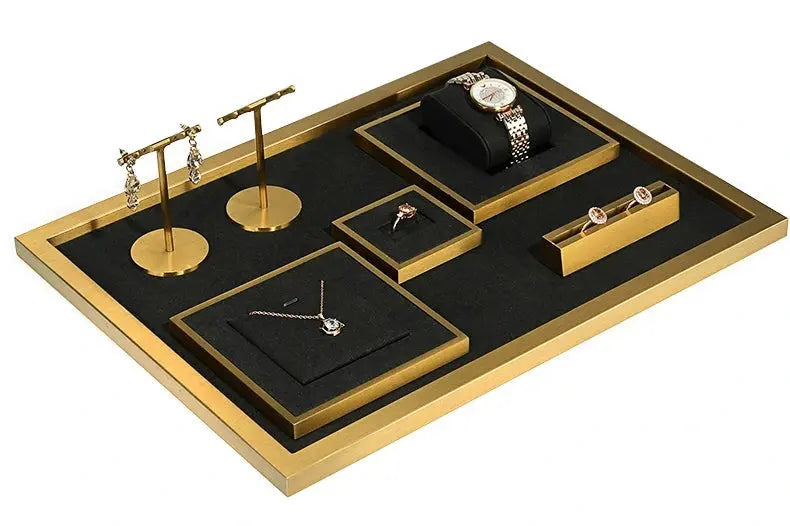 Jewelry props black high-grade microfiber metal jewelry display props necklace display shelf, ring earrings display shelf Jim Display