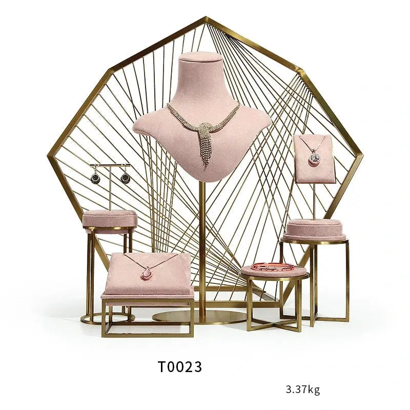Pink Window Display Props, Metal Jewelry, Necklace Display Shelf, Neck Jewelry Display Props Jim Display