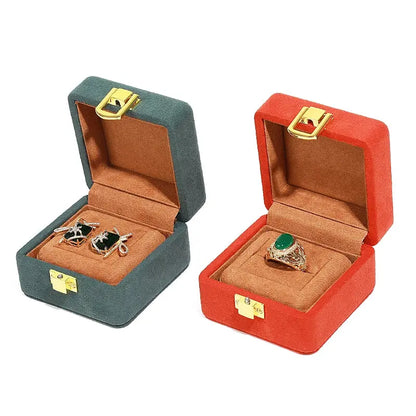 Orange Microfiber Jewelry Box Premium Ring Box Single Ring Jewelry Box Bracelet Box Necklace Box Gift Box With Lock Jim Display