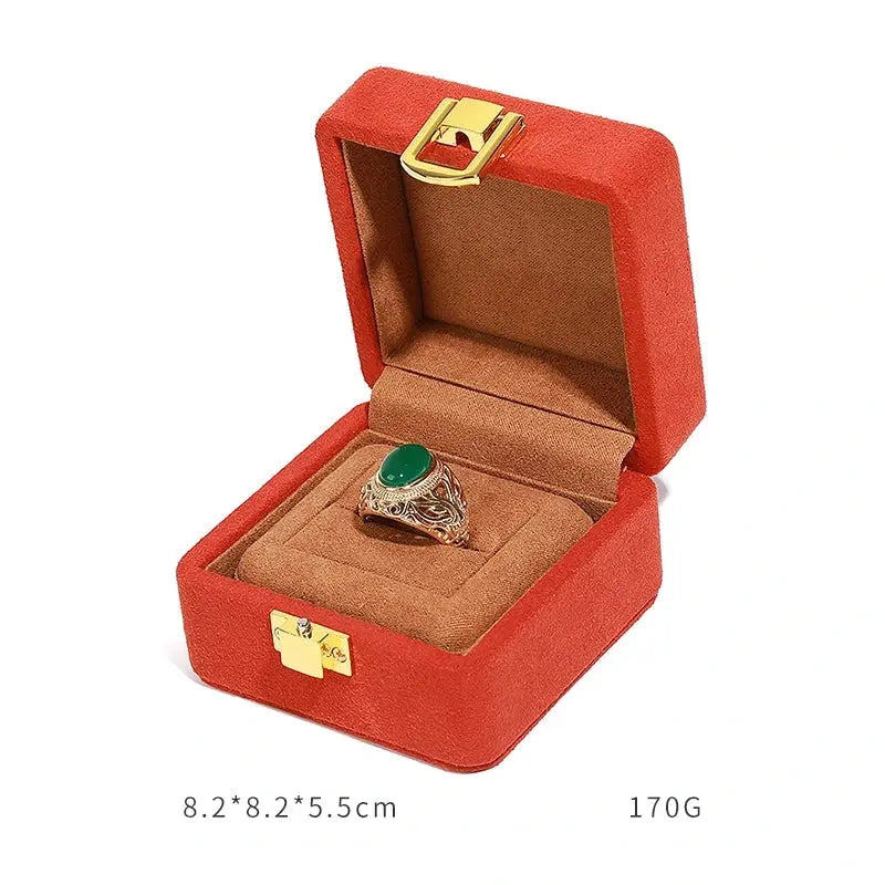 Orange Microfiber Jewelry Box Premium Ring Box Single Ring Jewelry Box Bracelet Box Necklace Box Gift Box With Lock Jim Display