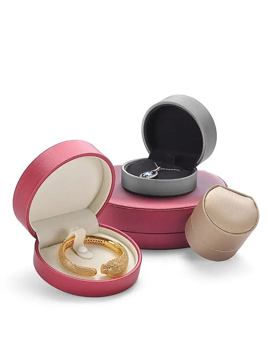 Leather Round Jewelry Box Necklace Bracelet Packaging Box Jewelry Storage Gift Box Jim Display