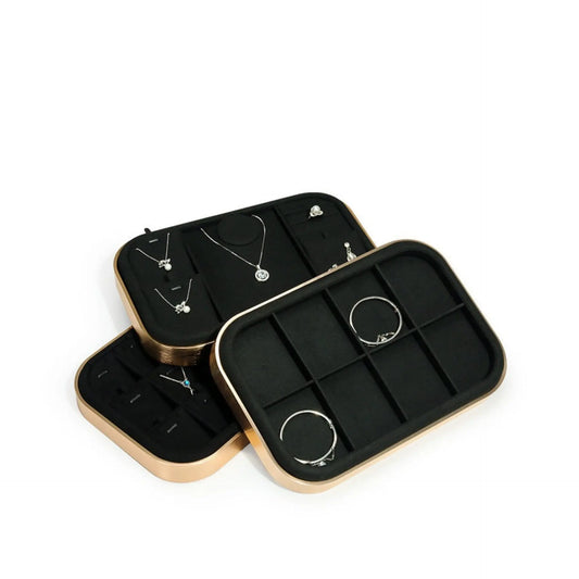 Jewelry Display Tray Props Microfiber Necklace Ring Earrings Tray Metal Jewelry Viewing Tray Jim Display