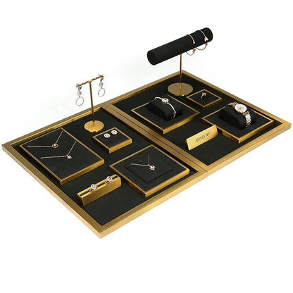 Jewelry props black high-grade microfiber metal jewelry display props necklace display shelf, ring earrings display shelf Jim Display