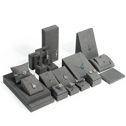 Gray microfiber jewellery display props, necklaces, pendants, earrings, rings, jewelry displays, jewelry display jewelry display shelves Jim Display