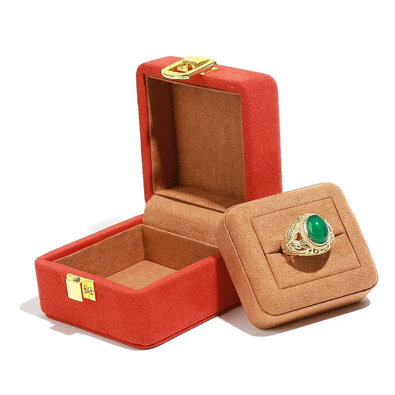 Orange Microfiber Jewelry Box Premium Ring Box Single Ring Jewelry Box Bracelet Box Necklace Box Gift Box With Lock Jim Display