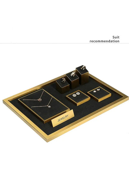 Jewelry props black high-grade microfiber metal jewelry display props necklace display shelf, ring earrings display shelf Jim Display