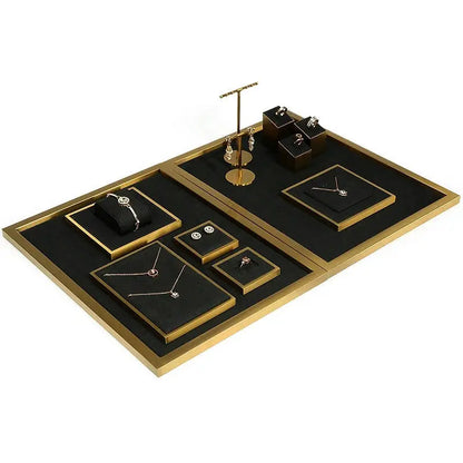 Jewelry props black high-grade microfiber metal jewelry display props necklace display shelf, ring earrings display shelf Jim Display