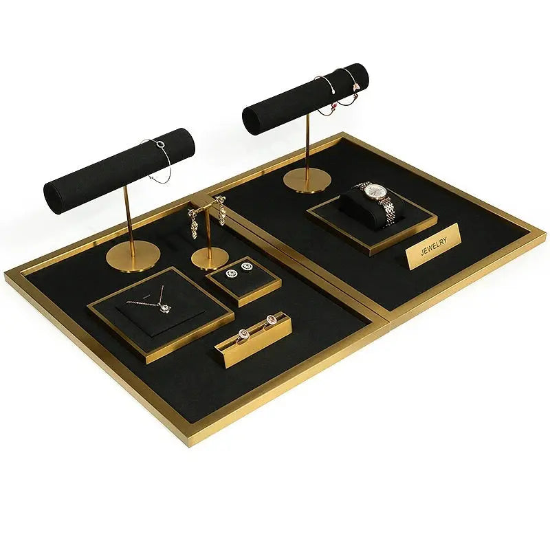 Jewelry props black high-grade microfiber metal jewelry display props necklace display shelf, ring earrings display shelf Jim Display