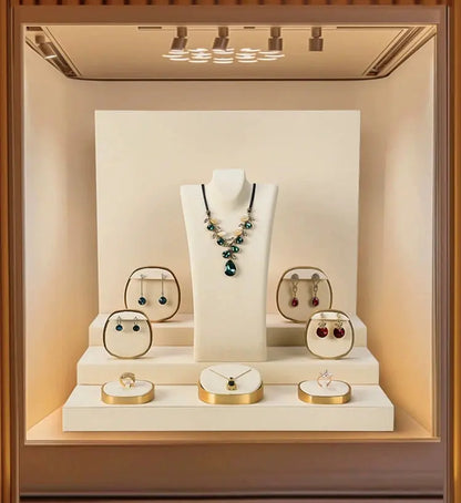 Luxury jewellery display, rings, necklaces, earrings, window display, jewelry, display props Jim Display