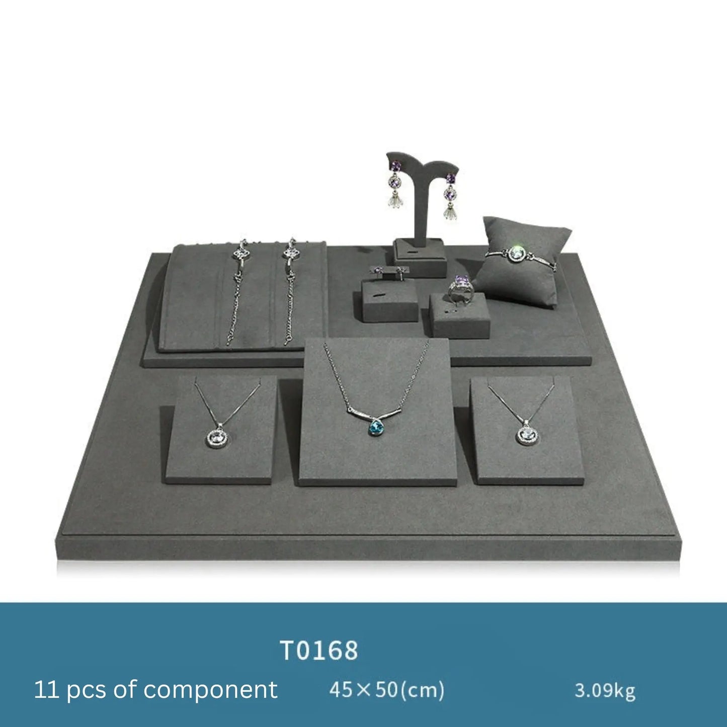 Gray microfiber jewellery display props, necklaces, pendants, earrings, rings, jewelry displays, jewelry display jewelry display shelves Jim Display