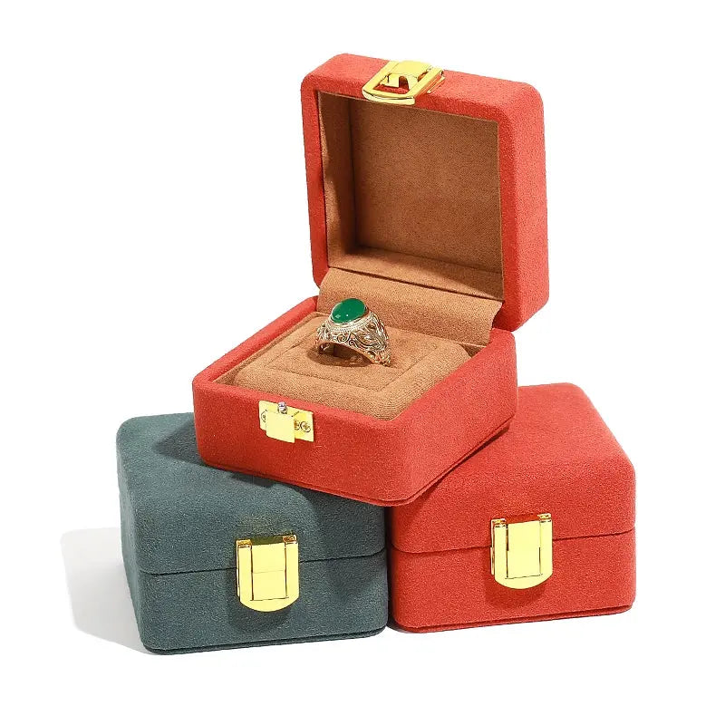 Orange Microfiber Jewelry Box Premium Ring Box Single Ring Jewelry Box Bracelet Box Necklace Box Gift Box With Lock Jim Display