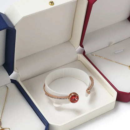 Octagonal Lace Jewelry Box PU Leather Ring Necklace Box Bracelet Pendant Earrings Jewelry Packaging Gift Box Jim Display