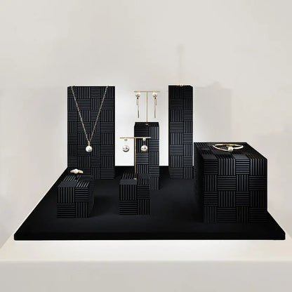 High-end jewelry display props, light luxury microfiber rings, necklaces, earrings, jewelry display racks Jim Display