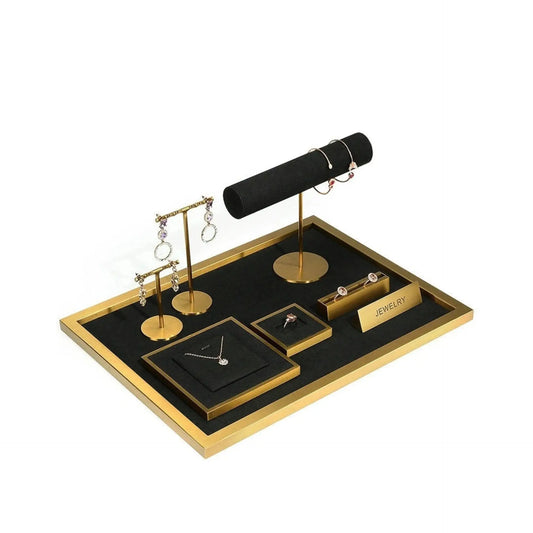 Jewelry props black high-grade microfiber metal jewelry display props necklace display shelf, ring earrings display shelf Jim Display