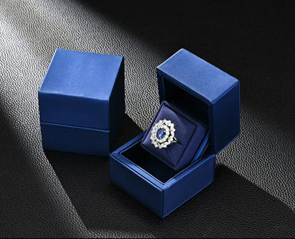 New Ring Storage Box Wedding Proposal Pair Ring Box Blue PU Leather Couple Ring Gift Box Jim Display