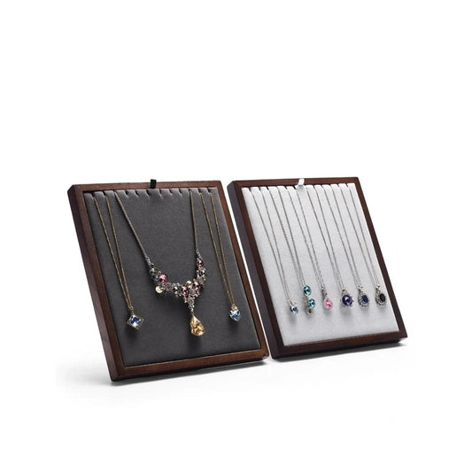 Folding Necklace Display Stand Solid Wood Microfiber Vertical Pendant Storage Rack Store Jewelry Display Props Jim Display