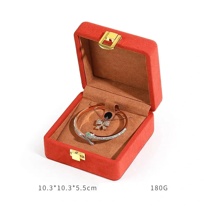 Orange Microfiber Jewelry Box Premium Ring Box Single Ring Jewelry Box Bracelet Box Necklace Box Gift Box With Lock Jim Display