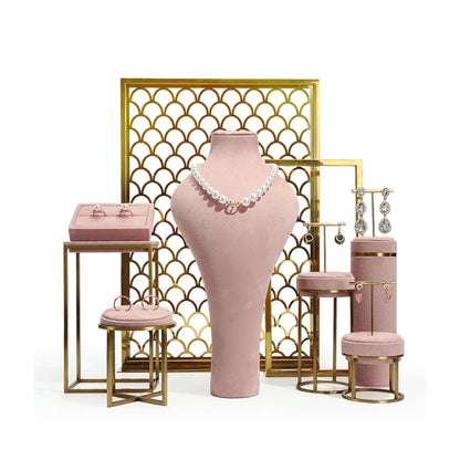 Pink Window Display Props, Metal Jewelry, Necklace Display Shelf, Neck Jewelry Display Props Jim Display