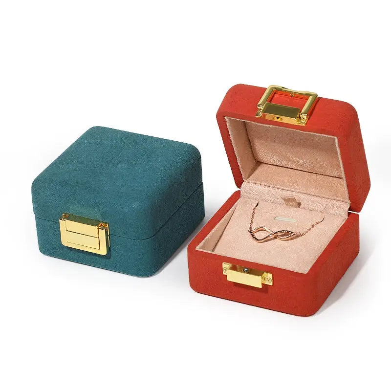 Orange Microfiber Jewelry Box Premium Ring Box Single Ring Jewelry Box Bracelet Box Necklace Box Gift Box With Lock Jim Display